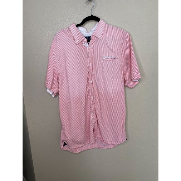 Buffalo David‎ Bitton Mens Pink Shirt XXL short sleeve button up cotton collared - Picture 1 of 7